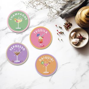 Kit de Posavasos de Arte con Diamantes para Adultos, Posavasos de Pintura con Diamantes para Cócteles con Soporte, Manualidades de Arte con <span class=keywords><strong>Gemas</strong></span> 5D, Puntos de Diamantes - Product Image 5