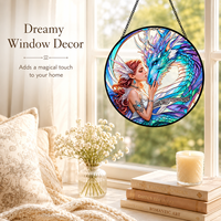 Attrape-soleil Xinhangchen Dragon Fée Art Déco 20 cm en verre teinté, écologique, décoration d'intérieur, cadeau pour mariage et fête