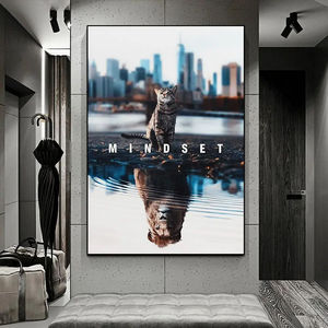 <span class=keywords><strong>La</strong></span> mentalità SQ 40*60cm è tutto citazioni motivazionali canvastare essere un gatto o un Poster di leone che dipinge <span class=keywords><strong>la</strong></span> stampa di decorazioni murali - Product Image 3
