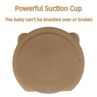 Ensemble d'alimentation pour bébé en silicone de qualité alimentaire écologique, design ours de dessin animé, assiette compartimentée, non toxique, compatible micro-ondes et lave-vaisselle