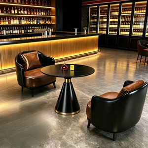 Conjunto de <span class=keywords><strong>Bar</strong></span> Industrial-Retro de Bambú para Exteriores con Sofá Tipo Booth y Sillas de Comedor para Cafeterías, Restaurantes y Bistrós - Product Image 2