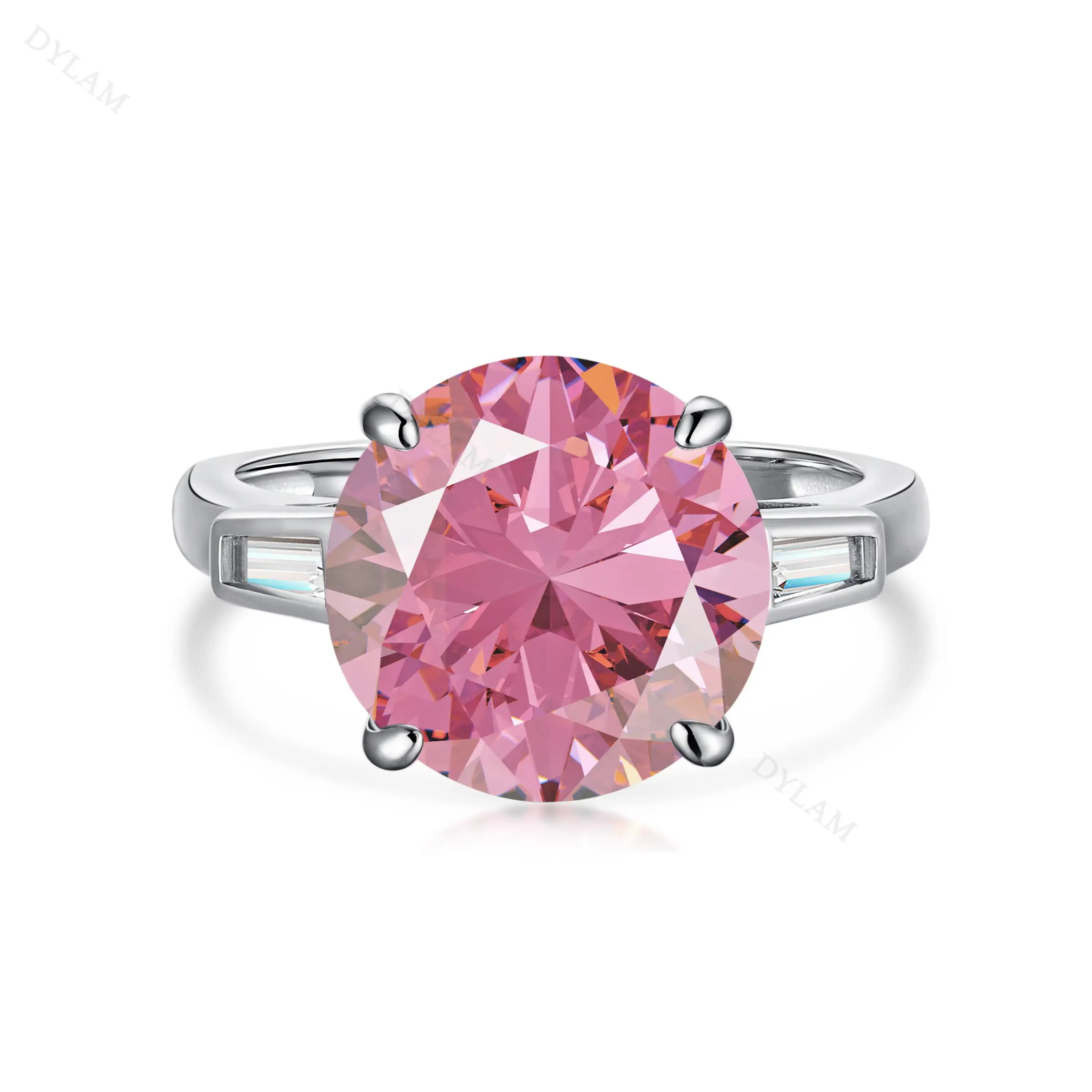 S925 Sterling Silver CZ Cubic Zirconia rose gold ring Heart Chunky Ring Wedding Engagement Pink Rings Jewelry Women