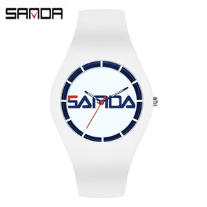 SANDA Unisex su geçirmez dijital saat Minimalist tasarım silikon kayış moda spor saatler erkekler ve kadınlar için