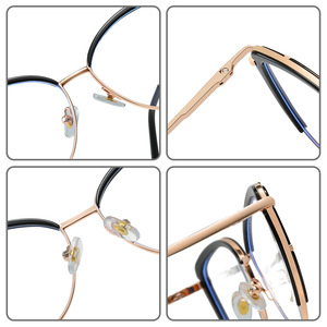 กรอบแว่นตาแบบเต็มกรอบ รุ่น 87069 ลายเสือดาว สำหรับผู้หญิง ป้องกันแสงสีฟ้า วัสดุโลหะ TR90 - Product Image 1
