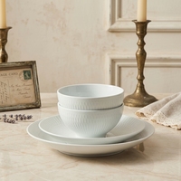 Service de table élégant en céramique de porcelaine blanche de style parisien, assiettes rondes, bols à soupe, fournitures hôtelières, restauration, hôtellerie