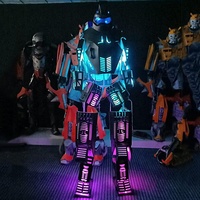 Costume de robot DJ LED de 2,3 m pour adultes - Lumières RVB Télécommande Matériel EVA Batterie rechargeable Tenue pour fête et festival de musique
