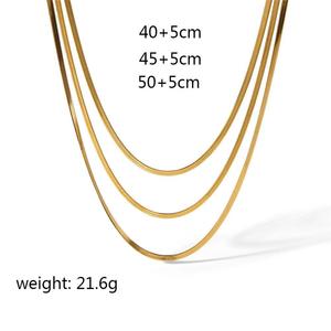 สร้อยคอแบบโซ่ลายงู สแตนเลสชุบทอง 18k หลายชั้น ชุดเครื่องประดับสำหรับผู้หญิง เครื่องประดับแฟชั่น - Product Image 2