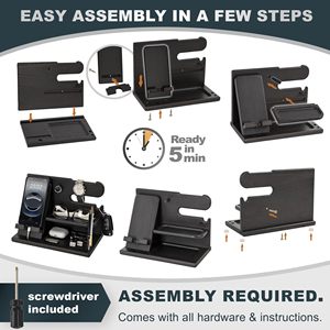 Stasiun Dok telepon kayu, Meja Pria, Organizer dudukan kunci, dompet jam tangan berdiri, hadiah ulang tahun ide untuk suami - Product Image 3