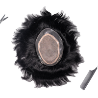 Perruque Lace Front Droite en Cheveux Indiens Vierges Remy pour Hommes de Qingdao, 12 Pouces, 38mm, Densité 80%, Tissée à la Main, Entièrement Réelle, Durable, Double