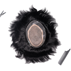 Qingdao hombres 12 pulgadas pelo indio virgen Remy recto encaje frontal peluca tejida a mano completo Real duradero cómodo transpirable - Product Image 4