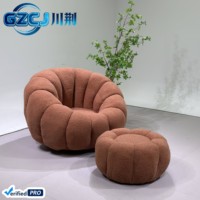 Canapé de salon coloré en forme de citrouille, design moderne, avec housse en lin – Vente en gros directe usine