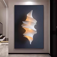 Décoration de salon, affiche de luxe, art mural moderne, peinture abstraite en porcelaine cristalline, lumière et ombre