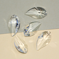 Pendentif en verre soufflé en forme de feuille de pêche transparente exquis, perles de verre amusantes, collier de boucles d'oreilles, fabrication de bijoux uniques de la marque SJ