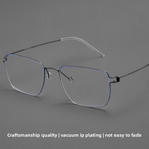 Lunettes de vue pour homme minimalistes ultra-légères sans vis anti-lumière bleue avec verres AC, montures en titane pur <span class=keywords><strong>Lindt</strong></span>, style rétro-simple et luxueux - Product Image 5