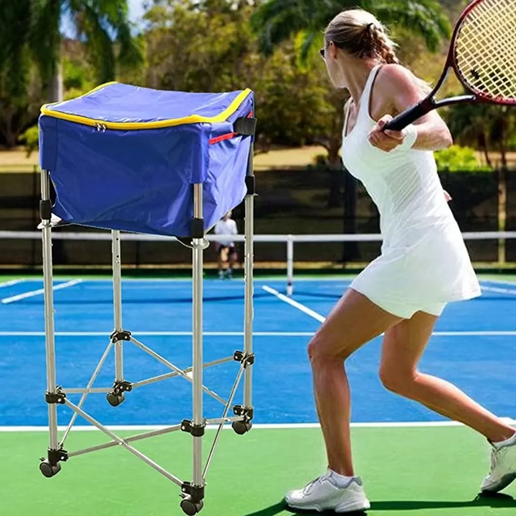 150pcs lưu trữ di động bóng tennis giỏ hàng có thể gập lại khung bóng tennis Giỏ thực hành bóng Pickup giỏ Tennis với bánh xe