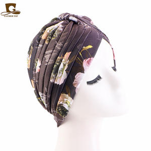 Uding nouvelle couleur imprimé rayé indien populaire turban chapeaux - Product Image 3