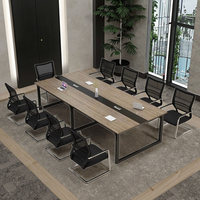 Table de réunion moderne en bois et métal, poste de travail en MDF, table de conférence pour petits bureaux, écoles, négociations