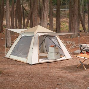 Tente familiale portable 4 personnes à faible MOQ, une chambre, imperméable et respirante, pour activités de plein air et camping, bleu, vert foncé, blanc crème - Product Image 4