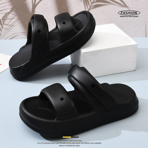 Tongs d'été pour femmes à semelle épaisse en EVA antidérapantes à bout rond pour l'extérieur Beige Blanc Rose Noir Gris - Product Image 5