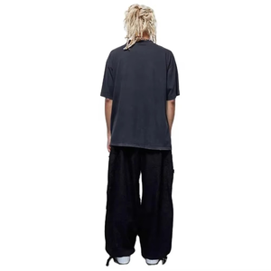 Venta al por mayor de camisetas de algodón de gran tamaño de punto personalizado con logotipo de impresión y bordado ropa de calle unisex de alta calidad del fabricante - Product Image 4