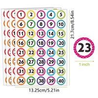 Autocollants ronds en papier couché en treillis de 2,5 cm pour lettres et chiffres, pour sacs, étiquettes en papier imprimées en couleur pour étudiants