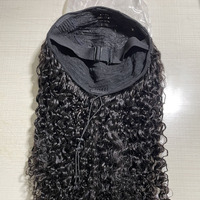 Demi-perruque en cheveux humains bouclés naturels birmans, style crépu, facile à poser pour débutantes, avec cordon de serrage, clips discrets, sans colle