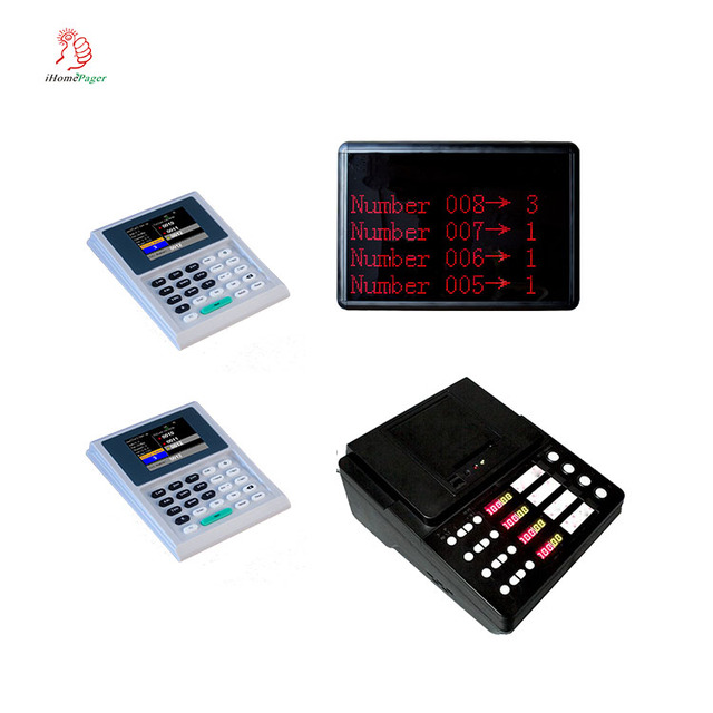 Wireless Number Calling System Queue Management Including Ticket Printer and Small Counter Display