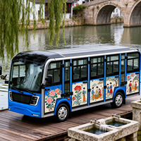 Bus touristique électrique haut de gamme 14 places, véhicule navette fermé, climatisation, vitesse 30 km/h, autonomie 70-90 km pour station balnéaire