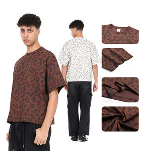 Summer Vintage Leopard Heat-Transfer Printing Crew Neck Quick Dry T-shirt Oversized Casual Boxy Fit Men's <b>Tshirt</b> - Product Image 2