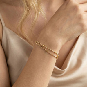 Classic Fashion Bracelets Women Trend 18k <strong>Gold</strong> Plated Stainless Steel <strong>Bead</strong> Chain Bracelet - Product Image 4