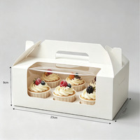 Confezione da 6 Scatole per Cupcake in Stile Finestra, Realizzate con Materiali Riciclati, con Rivestimento in Spugna, Monouso, per Dessert da Asporto (Kraft)