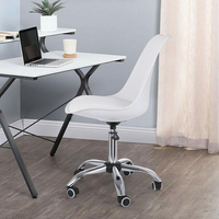 Chaise de bureau pivotante mobile réglable en hauteur, avec siège rembourré en PU souple et confortable, en plastique coloré