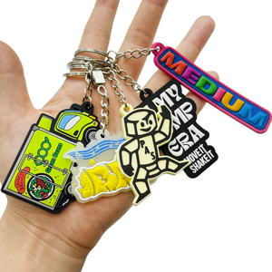 Cartoon 2D Effect PVC <b>Rubber</b> Keychain Custom Printed Backpack Charm Small Souvenir Gift for Students - Product Image 3