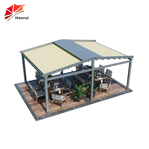 Pérgola <span class=keywords><strong>de</strong></span> acero con persianas a dos aguas <span class=keywords><strong>de</strong></span> PVC solar asegurada con techo fijo transparente techo solar retráctil pabellón o cenador - Product Image 3
