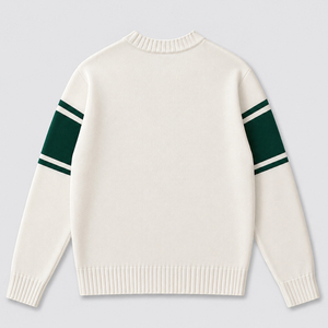 <span class=keywords><strong>Pull</strong></span> en coton personnalisé OEM ODM avec logo en jacquard, col rond, manches longues, rayures, <span class=keywords><strong>pull</strong></span> <span class=keywords><strong>de</strong></span> sport en tricot <span class=keywords><strong>de</strong></span> style rugby pour femme - Product Image 3
