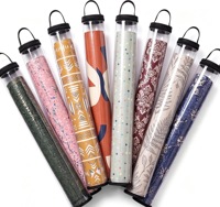 Tube de rangement transparent en PVC pour tapis de mahjong, sac enroulable portable anti-poussière avec motifs imprimés variés pour suspension à la main