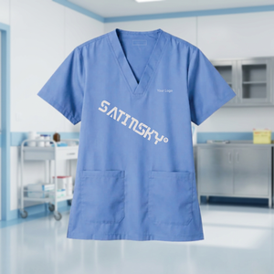 Blusa Médica con Cuello en V para Mujer, Color Azul Cielo, Nueva Generación, Uniforme Médico e Instrumentos Quirúrgicos - Product Image 1