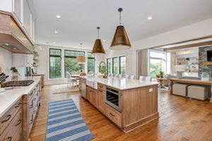 Alland Armoire de cuisine modulaire en <span class=keywords><strong>bois</strong></span> massif laqué bicolore avec tirette Organisateur Comptoir en verre/résine pour salle à manger - Product Image 3