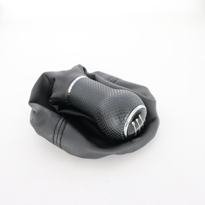 Leather Gear <b>Shift</b> <b>Knob</b> Cover For Jetta Car With Red Stitching And Elastic Opening - Product Image 4
