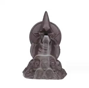 Ceramic Backflow Incense Burner Home Decoration Creative Wizard Skeleton Censer Crafts Gift