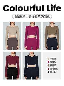 Top Corto Deportivo Sexy con Espalda Descubierta, Manga Larga, Transpirable, Talla Grande para Mujer, para Gimnasio, Yoga, Pilates, Alta Elasticidad, Acolchado, Ajustado, de Lujo - Product Image 2