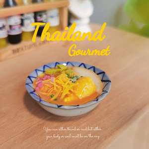 ของเล่นจิ๋ว tengyazc โมเดลบ้านตุ๊กตา อุปกรณ์เสริมอาหารไทย จานขนาดเล็ก จานขนาดใหญ่ ซุปต้มยำกุ้ง T109-B - Product Image 1