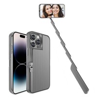 Étui de téléphone intégré avec perche à selfie rétractable 3 en 1 pour iPhone, coque de protection antichoc pour les voyages, les vlogs et les tournages en direct