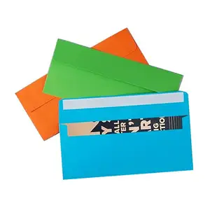 Myway office business envelopes 50 packs colorful envolops self-adhesive cash envolops paper letter envolops 4.13 x 9.49 Inches