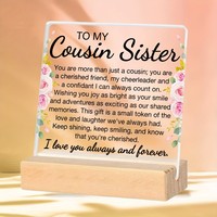 1 pièce, cadeau tendance en acrylique carré avec base en bois, imprimé UV et gravé au laser, pour femmes et jeunes filles, cadeau pour une cousine