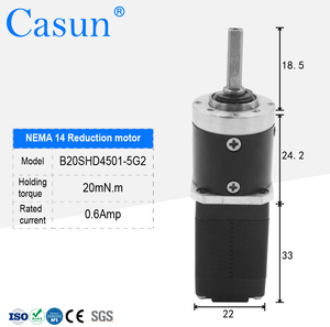 Moteur à engrenages planétaires Casun Nema8, rapport <span class=keywords><strong>5</strong></span>:1, 20 mN.m, moteur pas à pas avec certifications CE et RoHS, personnalisé pour l'automatisation - Product Image 6