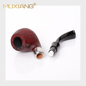 MUXIANG Wooden Tobacco Pipe Bent Type Deep Red Glossy Briar Wood Handmade Smoking Pipe - Product Image 5
