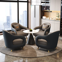 Ensemble de tables et chaises de réception de luxe en acier inoxydable et cuir pour hôtel, bureau, hall d'entrée, salon
