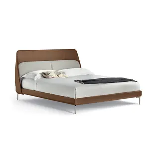 OKF 이탈리아 침실 최신 디자이너 패브릭 가죽 더블 침대 럭셔리 킹 퀸 사이즈 덮개를 씌운 침대 현대