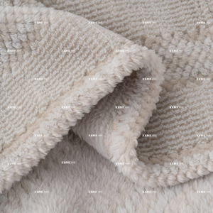 Bulk Factory Supply Neutral Beige Jacquard Striped Reversible Sherpa Blanket Embossed Popcorn <strong>Fleece</strong> Blanket for Home Decor - Product Image 2